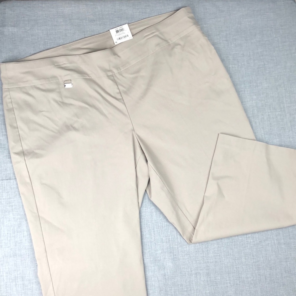 Alfani Light Beige Pull On Capri Pants Plus Size - Picture 2 of 5